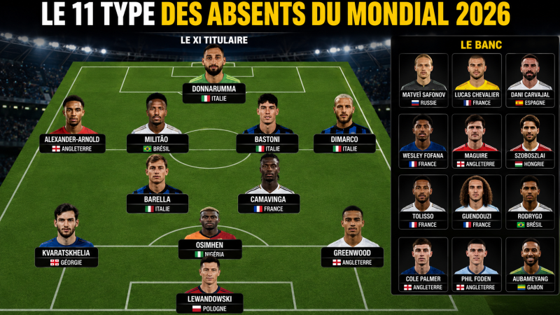 Le 11 type des joueurs qui vont manquer la Coupe du Monde 2026